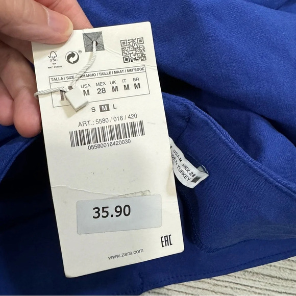 Zara NWT Royal Blue Ruched Skirt - Picture 5 of 8